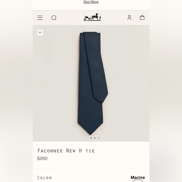 Hermes Faconne Twil H Tie Marine - Picture 3 of 11